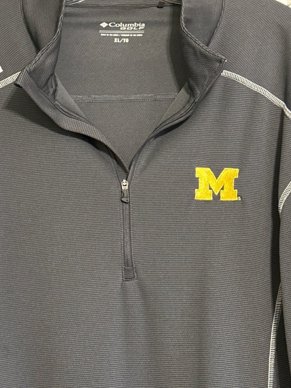 Columbia Golf Mens Michigan Quarter-Zip Pullover XL Gray Lightweight Activewear - Picture 2 of 4